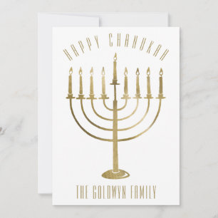 Modern Happy Chanukah Menorah Holiday Foto Card Feiertagskarte