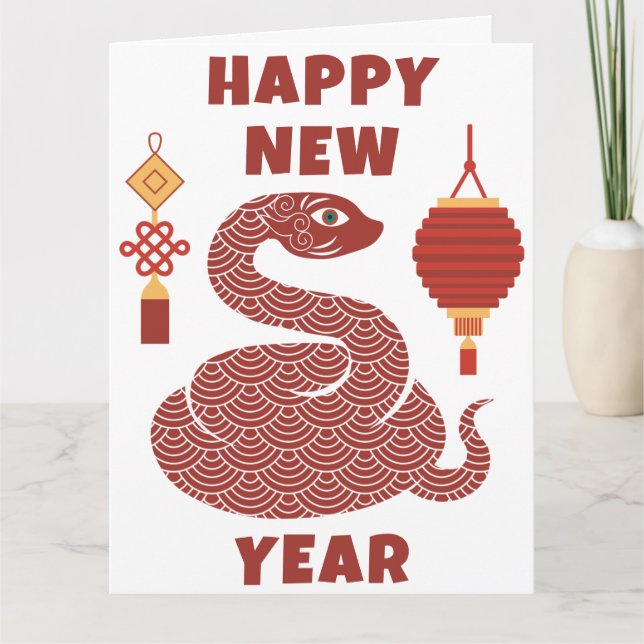 Modern Happy Chinese New Year 2025 Lunar Snake Karte (Vorderseite)