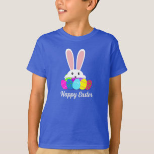 Modern Happy Easter Bunny Rabbit Eggs T-Shirt