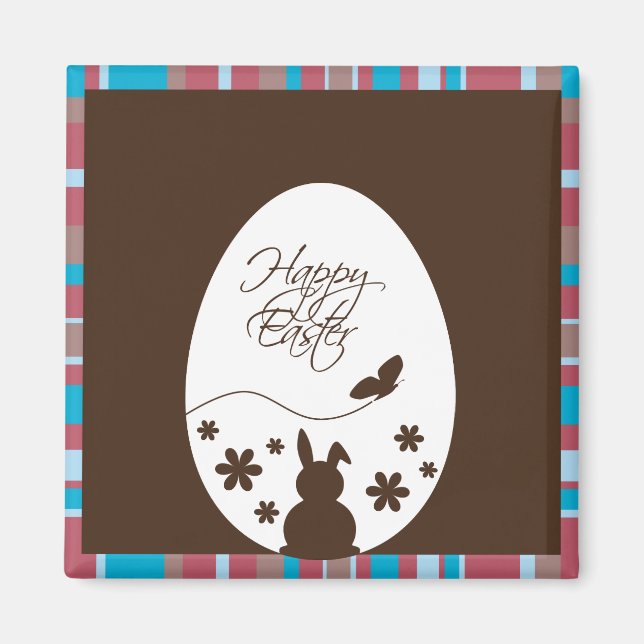 Modern Happy Easter Chocolate Brown Magnet (Vorne)