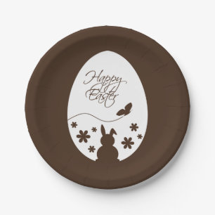 Modern Happy Easter Chocolate Brown Pappteller