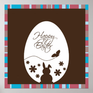 Modern Happy Easter Chocolate Brown Poster