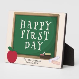 Modern Happy First Day – Custom Name Plaque Fotoplatte