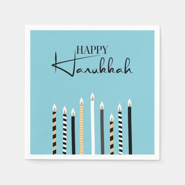 Modern Happy Hanukkah Candles Holiday Napkins Serviette (Vorderseite)