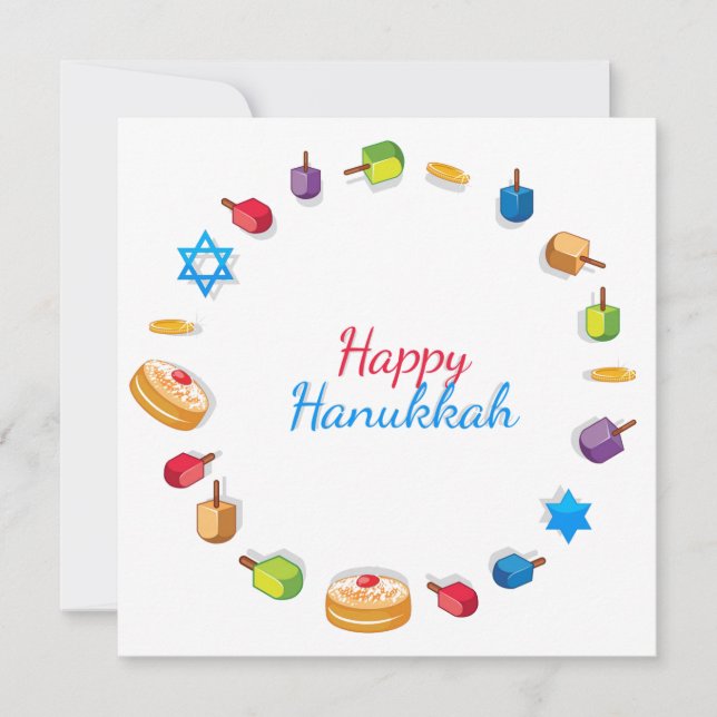 Modern Happy Hanukkah Dreidel Star Sufganiyah (Vorderseite)