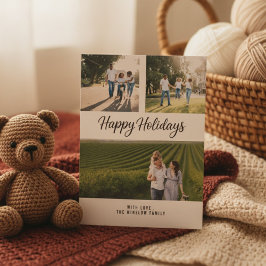 Modern Happy Holiday Photo Collage Card | Elegant Feiertagskarte