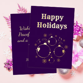 Modern Happy Holidays Bold Purple Gold Folien Feiertagskarte