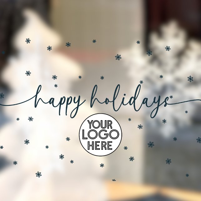 Modern Happy Holidays Business Logo Snowflake Fensteraufkleber (Von Creator hochgeladen)
