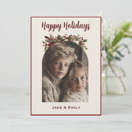 Modern Happy Holidays Family Photo Card Feiertagskarte
