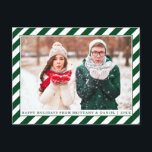 Modern Happy Holidays Green Stripes Photo Postkarte<br><div class="desc">Modern Happy Holidays Green Stripes Photo Holiday Postcard</div>