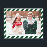 Modern Happy Holidays Green Stripes Photo Postkarte<br><div class="desc">Modern Happy Holidays Green Stripes Photo Holiday Postcard</div>