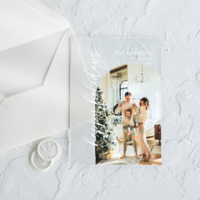 Modern Happy Holidays Photo Holiday Card Acryleinladungen (Von Creator hochgeladen)