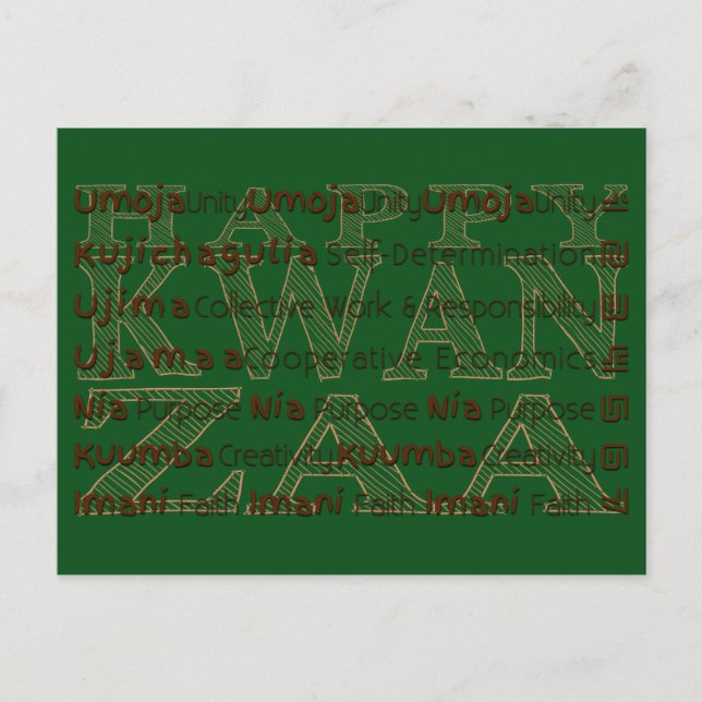 Modern Happy Kwanzaa Feiertagspostkarte (Vorderseite)