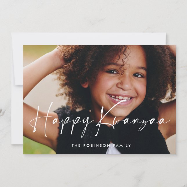 Modern Happy Kwanzaa Foto Feiertagskarte (Vorderseite)