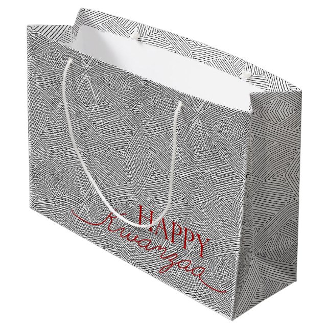 Modern Happy Kwanzaa Große Geschenktüte (Rückseite Schrägansicht)