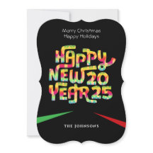 Modern Happy New Year 2025 farbenfroh Personalisie