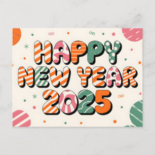 Modern Happy New Year 2025 Typografy Design Feiertagspostkarte