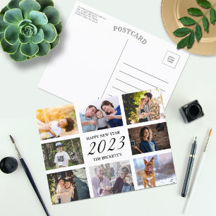 Modern Happy New Year 8 Foto Collage Feiertagspostkarte