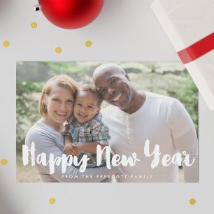 Modern Happy New Year Familie Fotokarte Feiertagskarte