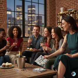 Modern Happy New Year Party Undated Gold & Black  Serviette