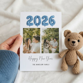Modern Happy New Year Photo Collage 2026 | Elegant Feiertagskarte