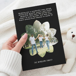 Modern Happy New Year Photo Collage Card | Elegant Feiertagskarte