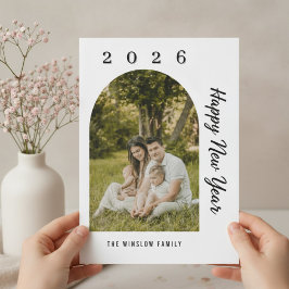 Modern Happy New Year Photo Collage Card | Elegant Feiertagskarte