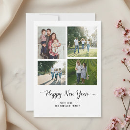 Modern Happy New Year Photo Collage Card | Elegant Feiertagskarte