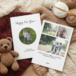 Modern Happy New Year Photo Collage Card | Elegant Feiertagskarte