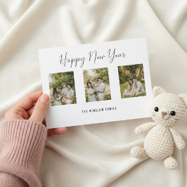 Modern Happy New Year Photo Collage Card | Elegant Feiertagskarte