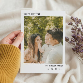 Modern Happy New Year Photo Collage Card | Elegant Feiertagskarte