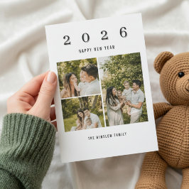 Modern Happy New Year Photo Collage Card | Elegant Feiertagskarte