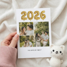 Modern Happy New Year Photo Collage Card | Elegant Feiertagskarte