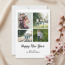 Modern Happy New Year Photo Collage Card | Elegant Feiertagskarte