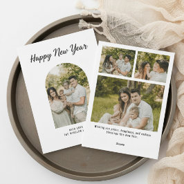 Modern Happy New Year Photo Collage Card | Elegant Feiertagskarte