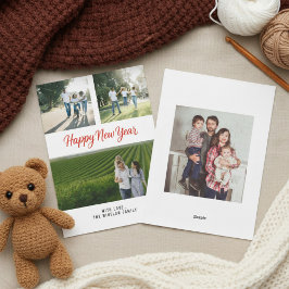 Modern Happy New Year Photo Collage Card | Elegant Feiertagskarte