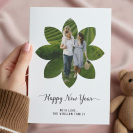 Modern Happy New Year Photo Collage Card | Elegant Feiertagskarte