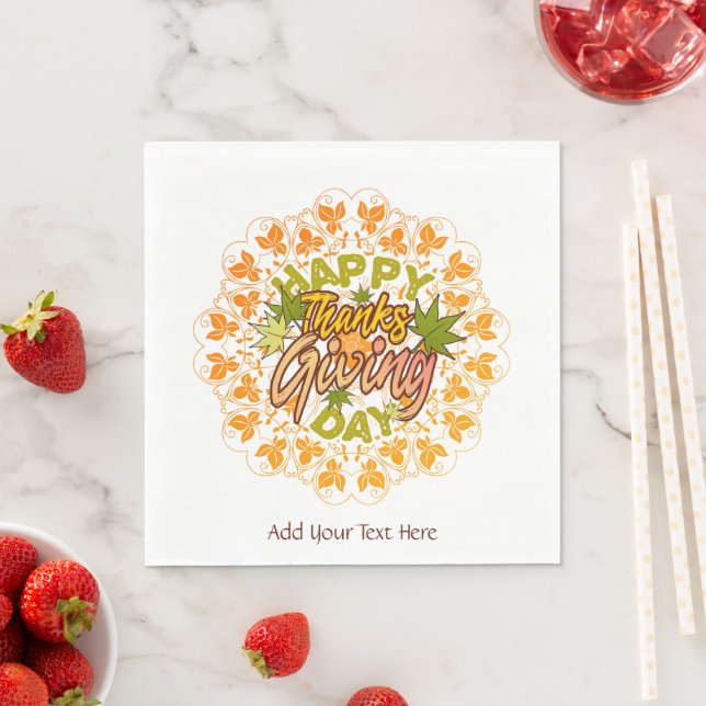 Modern Happy Thanksgiving Seamless Foliage Mandala Serviette (Beispiel)