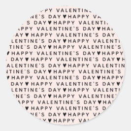 Modern Happy Valentines Day Runder Aufkleber