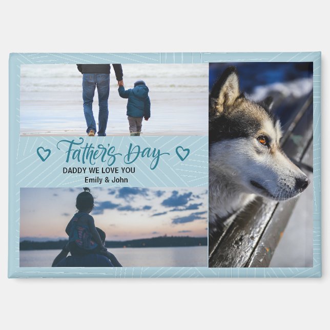 Modern Happy Vatertag Foto Collage Custom Magnet (Vorderseite)