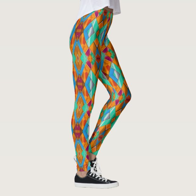 Modern Harlequin Diamonds - hell kühl farbig Leggings (Rechts)