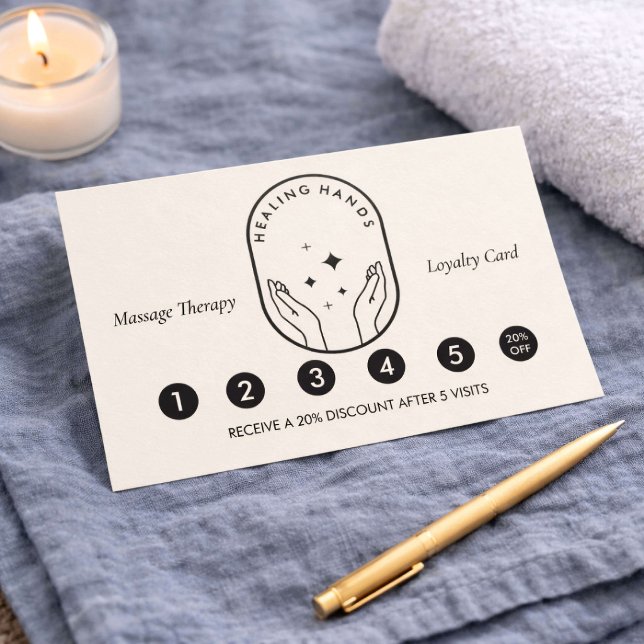 Modern Healing Hands Massage Ivory Loyalty Card Treuekarte (Von Creator hochgeladen)
