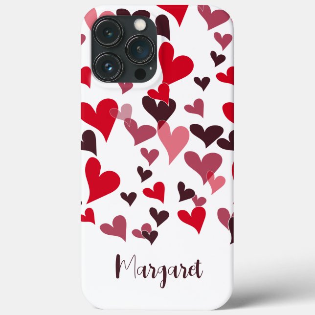 Modern Heart Pattern Monogram Girly Stylish Case-Mate iPhone Hülle (Rückseite)