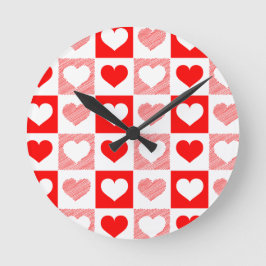 Modern Heart Pattern Wall Clock - Red and Pink Runde Wanduhr