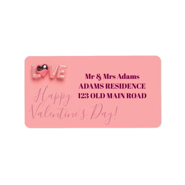  MODERN  HEART PINK VALENTINES DAY   ADRESSAUFKLEBER (Vorne)