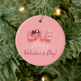  MODERN  HEART PINK VALENTINES DAY   KERAMIK ORNAMENT
