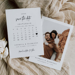 Modern Heart Save the Date Kalender Fotokarte