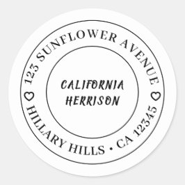 Modern Heart Script Border Design Runder Aufkleber