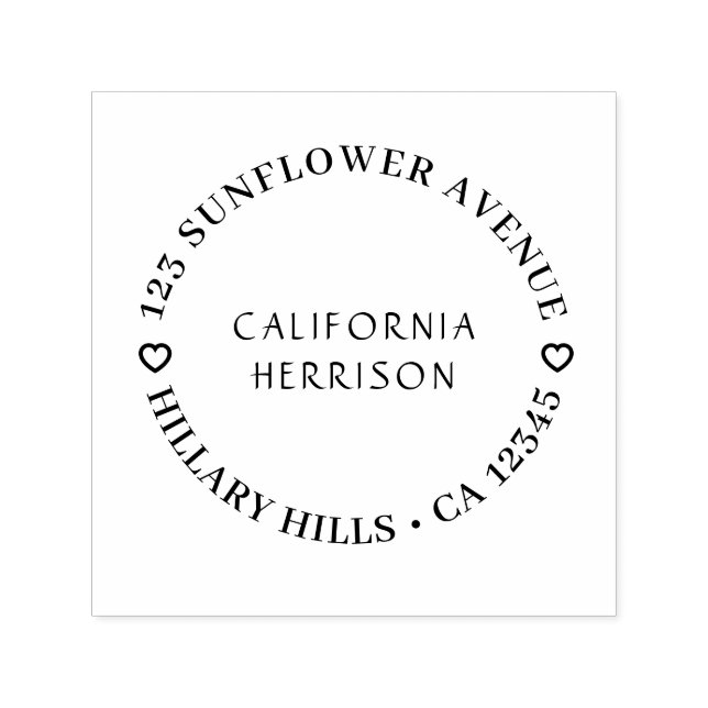 Modern Heart | Script Cute Round Return Address Permastempel (Design)