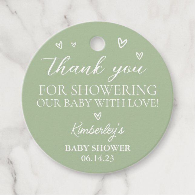 Modern Hearts Hello Baby Shower Vielen Dank Geschenkanhänger (Vorderseite)